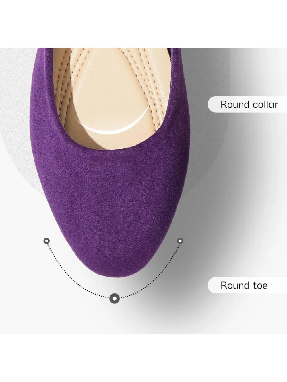 Women's Purple Suede Round Toe Soft Flexible & Foldable Comfortable Ballet Flats